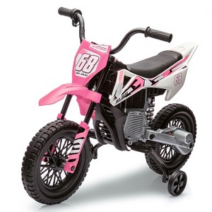 12V Kids Dirt Bike, Electric Ride on Motorcycle with Training Wheels - 1 of 4