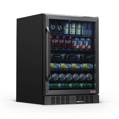 NewAir 24” Built-in 177 Can Beverage Fridge in Black Stainless Steel with Precision Temperature Controls and Adjustable Shelves