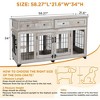 58" Dual-Room Dog Crate Furniture w/2 Drawers, Chew-Proof MDF Kennel Cabinet, Rustic - 3 of 4