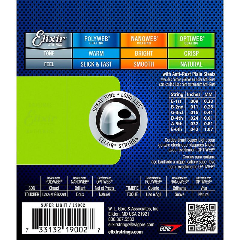 Elixir Electric Guitar Strings With OPTIWEB Coating, Super Light (.009-.042), 2 of 4