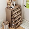 Oak Rattan 5 Drawer Dresser for Bedroom 46" High Wardrobe Bohemian Style Nightstand for Living Room Hallway Baby Room Entryway - 4 of 4