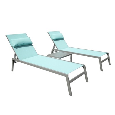 Maggift Patio Chaise Lounges Outdoor Lounger Sunbathe Chair with Arms, with Table, for Patio, Garden, Beach，Portable，Green，78.3"*23.5"*36.1"