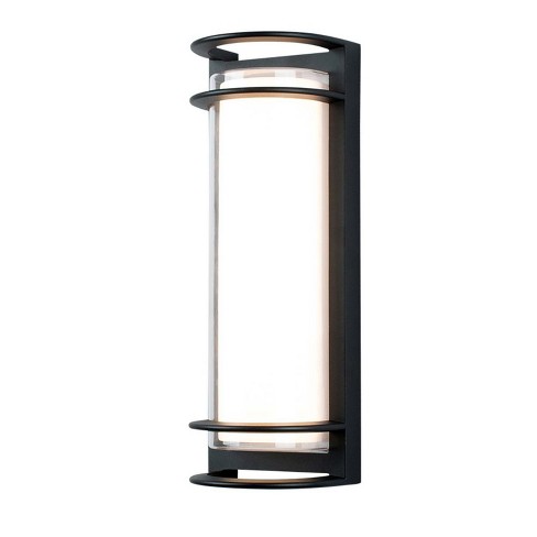 DORESshop 6.22 in. 1-Light Black Outdoor Integrated LED Outdoor Hardwired Wall Sconce with Cylinder Shade - image 1 of 4