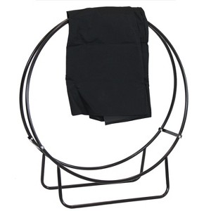 Sunnydaze Outdoor Heavy-Duty Steel Firewood Log Hoop Storage Rack with Weather-Resistant PVC Log Hoop Cover - 1 of 4