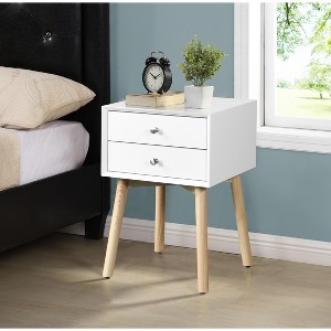 CAVINAS Nightstand with Drawer and Rubber Wood Legs, Mid-Century Modern Bedside Table, Storage Cabinet for Bedroom - 1 of 4