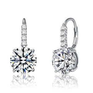 Sophisticated Basket-Set Drop Earrings Adorned with Vibrant Colored Cubic Zirconia for a Glamorous and Elegant Touch - 1 of 3