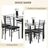 SUGIFT 5 Pieces Dining Set 4 Person Home Kitchen Glass Top Table and Chairs, Black - 3 of 4