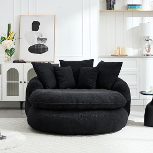 GDFStudio Harvey Modern Oversized Chenille Upholstered Bean Bag Sofa with 5 Pillows and Thick Cushion - 1 of 4