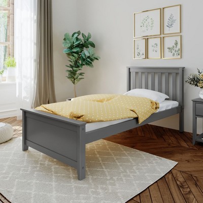 Max & Lily Twin Bed Frame with Headboard, Solid Wood Platform Bed for Kids