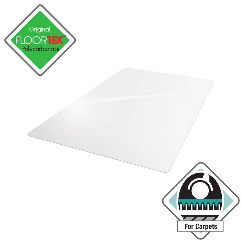 Polycarbonate Rectangular Chair Mat for Low Pile Carpets Clear - Floortex, 1 of 10