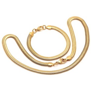 Steeltime 16" 18kt gold plated stainless steel bracelet/necklace set - 1 of 4