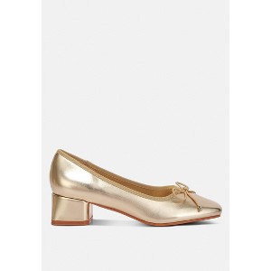 Laga Metallic Low Block Heel Womens Ballerinas - 1 of 4