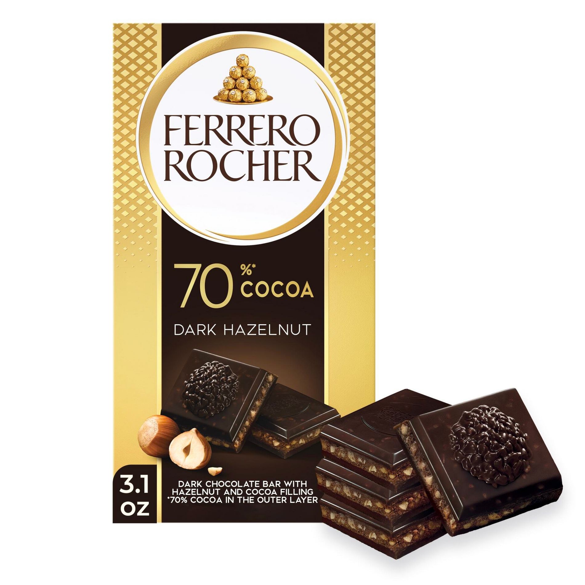 Ferrero Rocher Dark Chocolate Hazelnut Candy Bar - 3.1oz