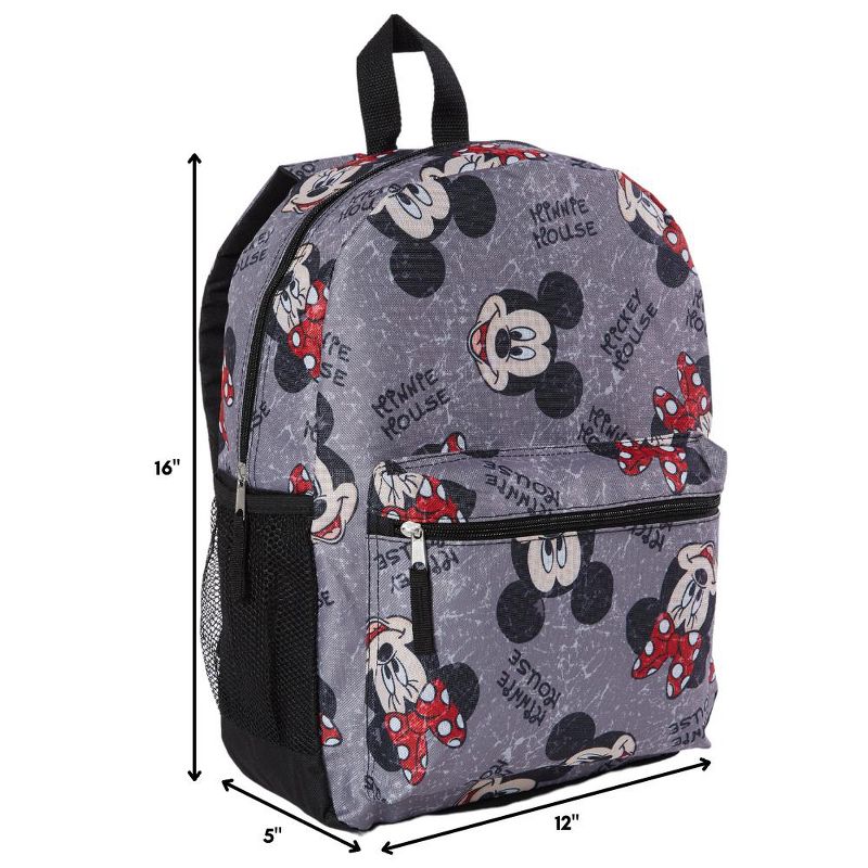 Disney Mickey and Minnie Mouse Backpack for Kids and Adults, 16 inch, Grey, 2 of 8