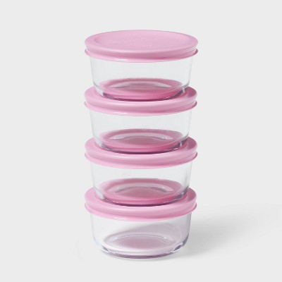 8pc (set of 4) 1c Round Glass Food Storage Container Set - Room Essentials™