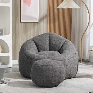 Angel Sar Armrest Gray Bean Bag Chairs for Adults with Ottoman, Memory Foam Bean Bag Chairs with Super Fiber - 1 of 4