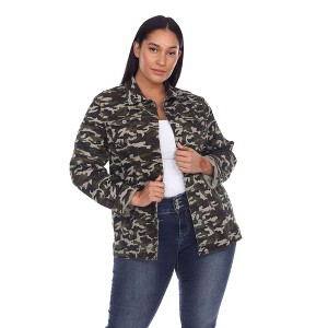 Plus Size Camo Denim Jacket - White Mark - 1 of 4