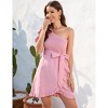 Women Tunic Dress One Shoulder Bodycon Dresses Short Sleeve Sexy Cocktail Party Mini Dress - 4 of 4