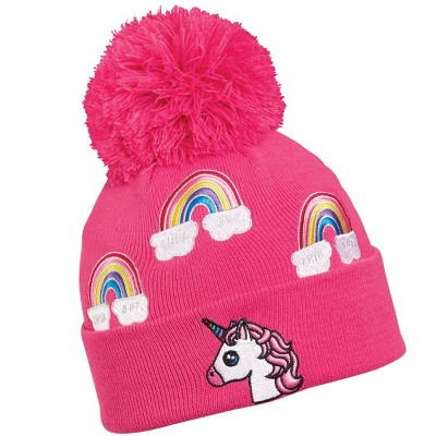 White Faux Fur Unicorn Pom Pom Hat (One Size)