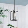 DORESshop 7 in. 1-Light Rectangle Black Pendant Light with Clear Glass Shade for Kitchen Island, E26 Bulbs Included (3-pack) - 2 of 4