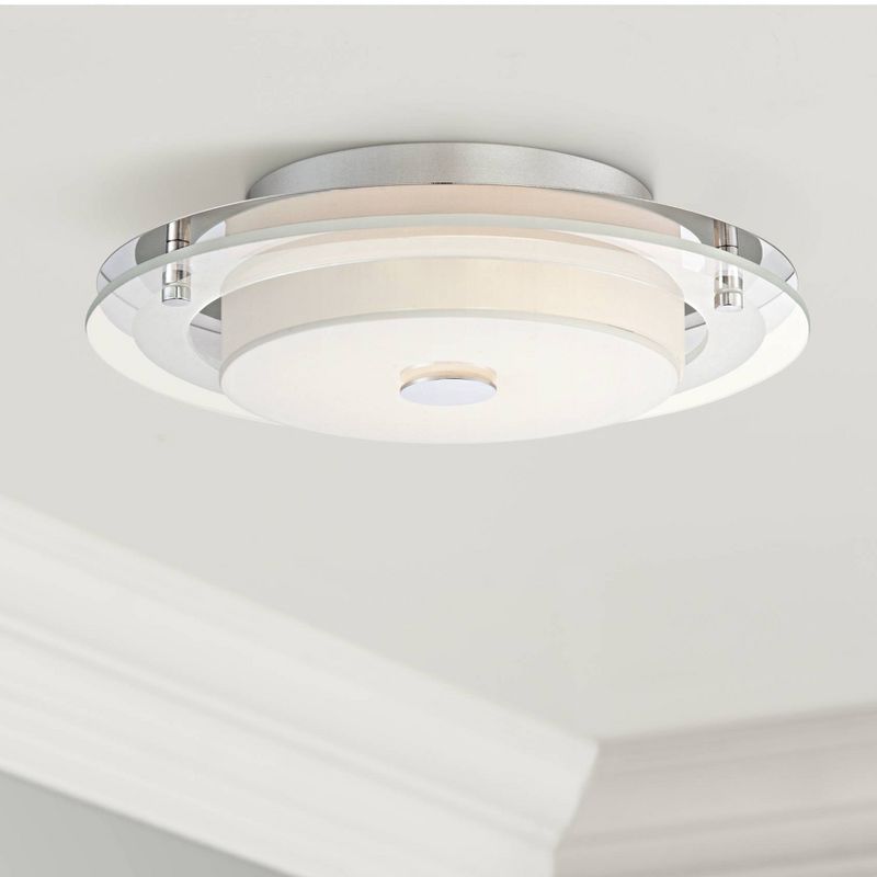 Possini Euro Design Clarival Modern Ceiling Light Flush Mount Fixture 12 1/2" Wide Chrome Dimmable LED Clear Ring White Acrylic Diffuser for Bedroom, 2 of 9