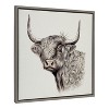 Kate and Laurel Sylvie Highland Cow Framed Canvas by Ron Dunn, 22x22, Gray - 2 of 4
