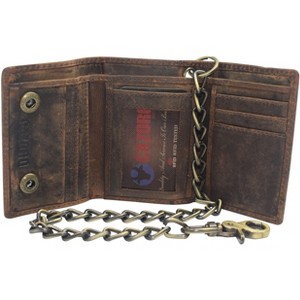 Generic Men's RFID Blocking Trifold Vintage Leather Biker Chain Wallet - 1 of 4