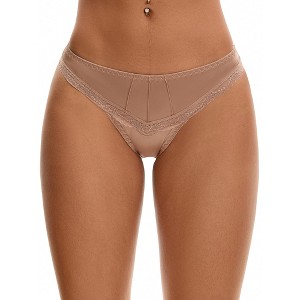 INSPIRE CHIC Women's Satin Silky Hipster Low Waisted Lace Trimmed Briefs - 1 of 4