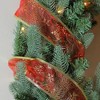 Northlight Cranberry Red and Gold Glitter Snowflakes Wired Christmas Craft Ribbon 2.5 x 10 Yards - 3 of 3