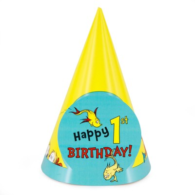 Birthday Express Dr. Seuss 1st Birthday Cone Hats (8)