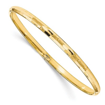 Black Bow Jewelry 4.25mm 10k Yellow Gold Polished Faceted Slip-On Bangle Bracelet