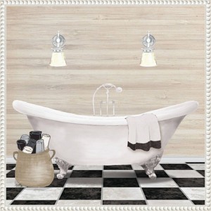 Amanti Art 22"x22" Bathroom I by Elizabeth Medley Framed Canvas Wall Art Print White: Relaxation Scene Wall Decor - 1 of 4