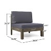 GDFStudio Elowen Outdoor Acacia Wood and Water Repellent Fabric X-Back 3-Piece Left Arm Converstaion Sets - 4 of 4