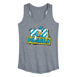 Women's - Disney - Leaning Donald Duck With Nametag Graphic Racerback Tank - 1 of 4
