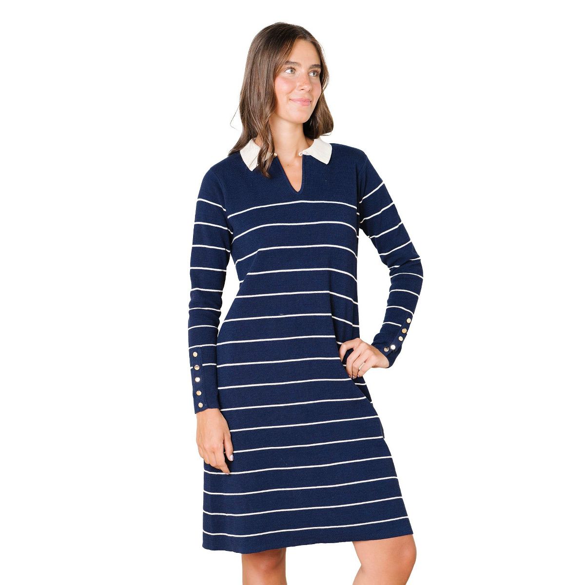 Women's Organic Long Sleeve Collared Sweater Dress, Adult