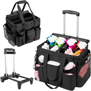 Large Rolling Cleaning Caddy Bag with Wheels, Mobile Cleaning Supplies Organizer for Home, Car, Office and Picnic Use - 1 of 4