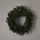 22" Pre-lit Battery Operated LED Artificial Christmas Wreath Dual Color Lights - Wondershop™