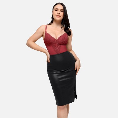 Feelingirl Women's Sculpting Lace Shapewear Bodysuit Thong Shapewear