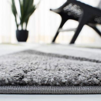 Mid-Century Modern Hand-Knotted Gray Synthetic Area Rug