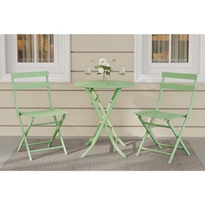 3-Piece Patio Bistro Set Folding Bistro Table and 2 Chairs Outdoor Furniture Sets with Premium Frame Space Saving Weather Resistant for Bistro Balcony - 1 of 4