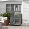 Rolling Outdoor Cat House with Roof,74" Tall Wooden Catio Enclosure for Large Cats,Weatherproof Kitten Cage with Platforms - LAOTIES - 3 of 4