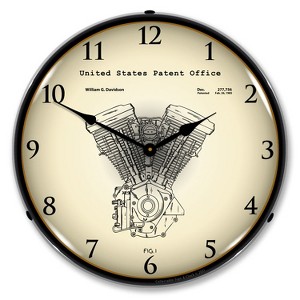 Collectable Sign & Clock | Harley Davidson Evolution Engine Patent LED Wall Clock Retro/Vintage, Lighted - 1 of 4