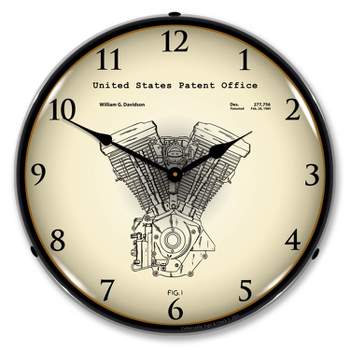 Collectable Sign & Clock | Harley Davidson Evolution Engine Patent LED Wall Clock Retro/Vintage, Lighted