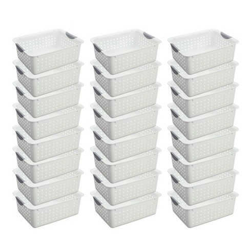 Sterilite Large Deep Durable Ultra Plastic Storage Basket Tote, White (6  Pack)