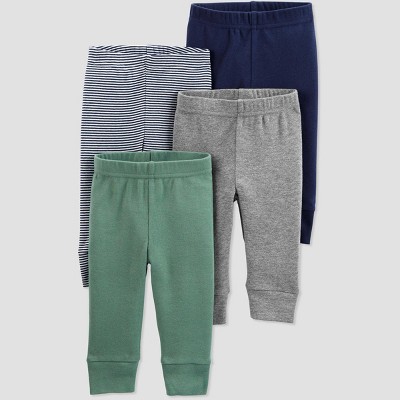 Baby Boys' 4pk Solid and Striped Pull-On Pants - Just One You® made by carter's Green/Gray/Blue