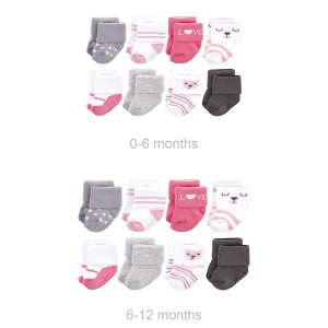 Hudson Baby Infant Girls Grow with Me Cotton Terry Socks, Bear Girls 8-Pack, 0-6 and 6-12 Months - 1 of 2
