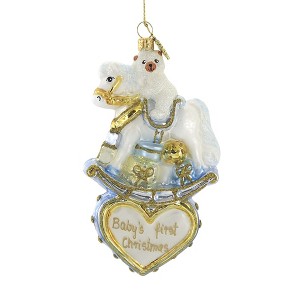 Huras Babys First Christmas  -  I Glass Ornament 6.00 Inches -  Ornament Rocking Horse 1St  -   -  Glass  -  Multicolored - 1 of 3