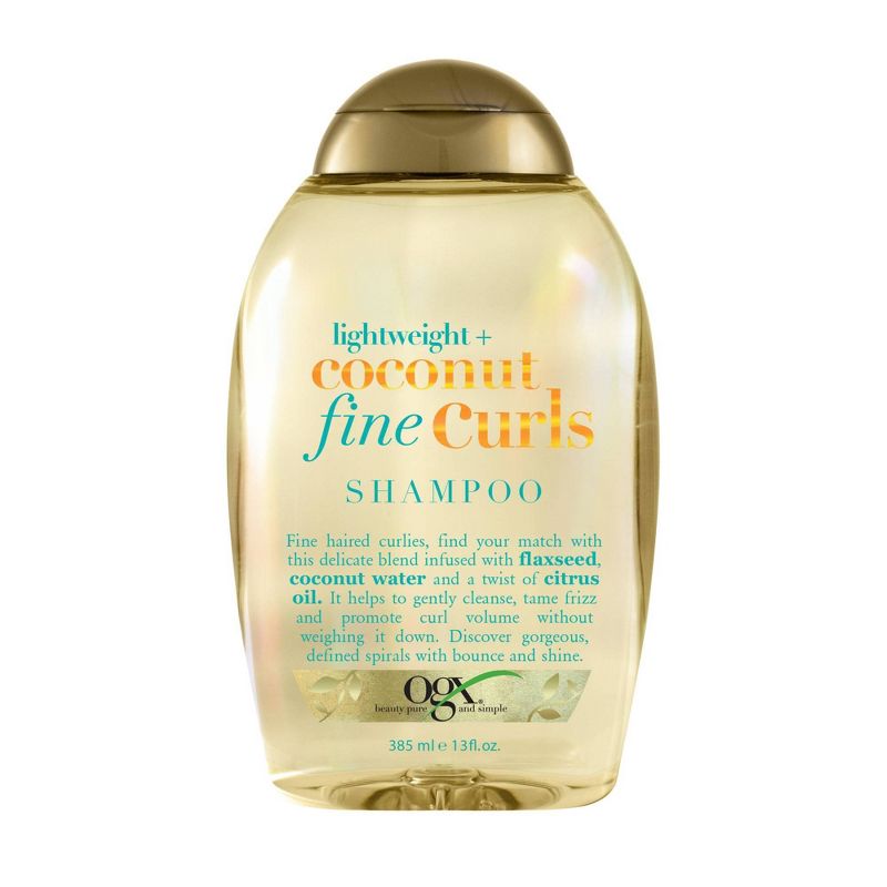 OGX Lightweight + Coconut Fine Curls Shampoo, Lightweight, Coconut Water Shampoo - 13 fl oz, 1 of 8