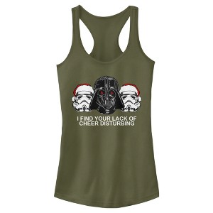 Juniors Womens Star Wars Christmas Empire Lack of Cheer Racerback Tank Top - 1 of 3