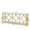 Gulches Industrial Console Table, 2-Tier Storage, Diamond Pattern Metal Frame, White & Gold, 70.9" - 4 of 4